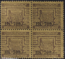 1960 Bolivien  Mi:BO 647, Yt:BO 410, Sg:BO 712,Gate Of The Sun - Tiahuanaco,  Stamp Of 1925 Surcharged In Black 700b On - Bolivie