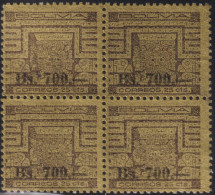 1960 Bolivien  Mi:BO 647, Yt:BO 410, Sg:BO 712,Gate Of The Sun - Tiahuanaco,  Stamp Of 1925 Surcharged In Black 700b On - Bolivien