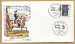 DE.- ERSTTAGSBRIEF. PREUSSEN AUSSTELLUNG. FRIEDRICH II, DER GROSSE KONIG VON   ERSTAUSGABETAG 16.07.1981. FDC. BERLIN 12 - 1981-1990