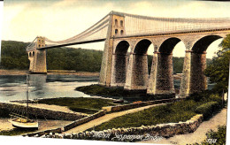 CG46.Vintage Postcard. Menai Suspension Bridge. Anglesey - Anglesey