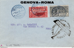 1926 Genova/Roma Del 13.4.26 - Aerogramma Inoltrato Primo Volo SANA - Storia Postale (Posta Aerea)