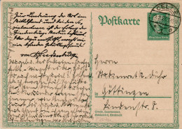 GERMANY WEIMAR REPUBLIC 1927 POSTCARD MiNr P 207 B SENT  FROM CELLE TO GOETTINGEN - Postcards