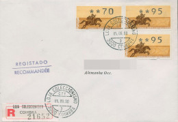 Portugal ATM 1990 Postreiter Ersttagsbrief R-Brief 3 Werte ATM 2.1 FDC (X80283) - Automaatzegels [ATM]
