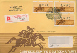 Portugal ATM 1990 Postreiter Ersttagsbrief R-Brief 3 Werte ATM 2.2 FDC (X80281) - Timbres De Distributeurs [ATM]
