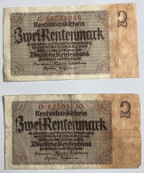 2 Billets Anciens Allemagne 2 Zweirentenmark Numérotés 1937? - Collezioni