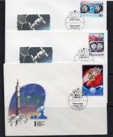 SPACE - USSR - 1974 - SPACE EXPLORATION SET OF 3  ILLUSTRATED FDC   - UdSSR