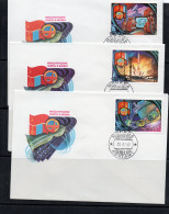 SPACE - USSR - 1980 - INTERCOSMOS /  MONGOLIA  FLIGHT SET OF 3    ILLUSTRATED FDC   - Russie & URSS