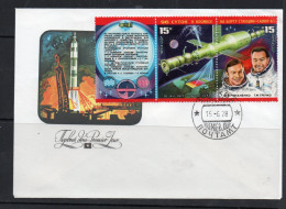 SPACE - USSR - 1978 -SALYUT 6 SPACE STATION STRIP OF 3 ON   ILLUSTRATED FDC   - Russie & URSS