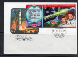 SPACE - USSR - 1978 -SALYUT 6 SPACE STATION STRIP OF 3 ON   ILLUSTRATED FDC   - Rusia & URSS