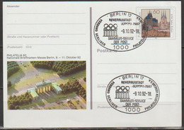 BRD Ganzsache1992 PSo28 Philatelia92 Berlin ESST. 9.10.92 Berlin Bewerberstadt Olympia 2000 (d788)günstige Versandkosten - Postkarten - Gebraucht