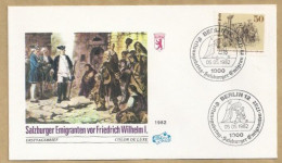 DE.- ERSTTAGSBRIEF. SALZBURGER EMIGRANTEN VOR FRIEDRICH WILHELM I. ERSTAUSGABETAG 5.5.1982. - 1981-1990