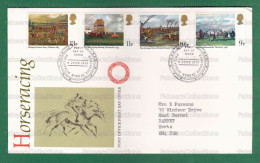 GB GREAT BRITAIN 1979 Grande Bretagne - HORSERACING - 4v FDC + Brochure - British Horses, Horse Racing, Derby, Steeple C - Horses