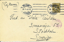 Finland Cover Sent To Sweden 18-3-1943 Single Lion Type Stamp - Briefe U. Dokumente