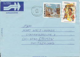 Zimbabwe Aerogramme Sent To Switzerland Harare 14-11-1983 - Zimbabwe (1980-...)