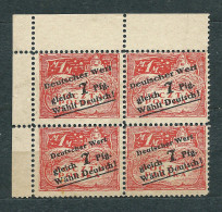 Upper Silesia, 1920, Plebiscite Propaganda Labels, So Called GERMAN FORGERY Of Polish 1 Mark Stamps In 4block - Silezië