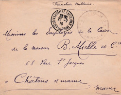 Guerre 1914-18-lettre En F.M De MARSEILLE-CAPUCINES-13 Pour CHALONS-51....cachet  23-7-15..cachet Hôpital N°68 Bis - 1. Weltkrieg 1914-1918