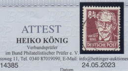 DDR 1953  Köpfe II  84Pfg-Spitzenwert  Mi.-Nr. 341 VaXI Echt O Mit Attest König - Gebraucht