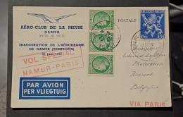 AEROPHILATÉLIE / AERO CLUB DE LA MEUSE 1947 / VOL SPECIAL NAMUR PARIS - Lettres & Documents