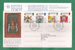 GB GREAT BRITAIN 1987 Grande Bretagne - SCOTTISH HERALDRY - 4v FDC + Brochure - Horses, Horse, Coat Of Arms - Horses