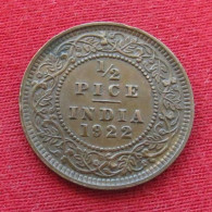 British India 1/2 Half Pice 1922  Inde Indien  Inde Indies Indien  W ºº - Inde
