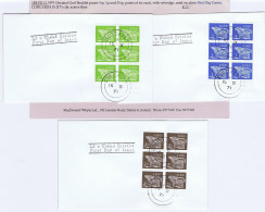 Ireland 1971 Gerl Decimal Definitives, Booklet Panes Of Six ½p, 1p, 2½p Very Fine Used On First Day Covers - Storia Postale