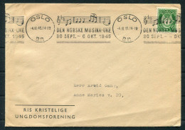 1945 Norway Oslo "Den Norske Musikk-Uke" Music Machine Slogan Cancel Cover  - Storia Postale