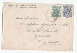 1933 HONG KONG Stamps COVER Via North America  To GB China - Storia Postale