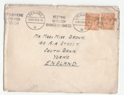 1934 Straits Settlements PERFIN Stamps COVER PENANG Slogan TELEPHONE Keeping Touch Brings BUSINESS To GB Malaya Perfins - Straits Settlements