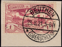 Oberschlesien - Upper Silesia 1 Mark Mi. 26 Used Gebraucht Briefstück – On Piece - Schlesien