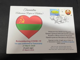 21-3-2024 (3 Y 37) COVID-19 4th Anniversary - Transnistria (Moldova) - 21 March 2024 (with Transnistria Flag Stamp) - Disease