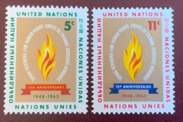 1963 UN New York 136-137 Universal Declaration Of Human Rights - Unused Stamps