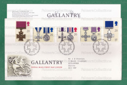 GB GREAT BRITAIN 1990 Grande Bretagne - GALLANTRY AWARDS 5v FDC + Brochure - Horses, Horse, Medals, Medal, Victoria Cros - Horses