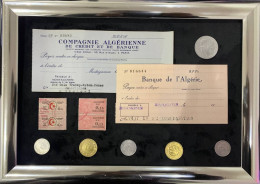 Pack De Chèques Et Pièces Monnaie Algerie Et France - Cheques & Traverler's Cheques