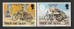 SE)1973 ISLE OF MAN  COMPLETE SERIES 50TH ANNIVERSARY OF THE DE MAN GRAND PRIX, MOTORCYCLES, 2 STRINGS MNH - Isola Di Man