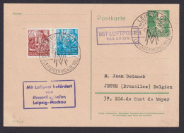 Flugpost Brief Air Mail DDR Ganzsache Bebel P 41 II C Toller Stempel Leipzig - Postkarten - Gebraucht