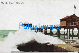 225760 ARGENTINA MAR DEL PLATA VISTA DEL MAR UNA OLA & MUELLE ED FALCO Nº 24 POSTAL POSTCARD - Argentine