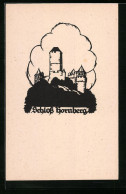 AK Scherenschnitt A. M. Schwindt, Schloss Hornberg  - Scherenschnitt - Silhouette