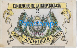 225770 ARGENTINA ART ARTE HERALDRY & FLAG CENTENARIO GLITTER POSTAL POSTCARD - Argentine