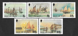 SE)1980 ISLE OF MAN  COMPLETE SERIES BOATS, CENTENARY OF THE FISHING FLEET, 5 STAMPS MNH - Man (Ile De)