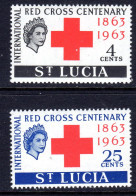 SAINT LUCIA - 1963 RED CROSS ANNIVERSARY SET (2V) FINE MNH ** SG 195-196 - St.Lucia (...-1978)