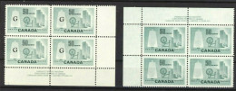 2x Canada MNH VF PL. Blk. #1 Textile Ind. No 334 & #O38 OP G Cat. Value = $75.00 - Overprinted