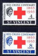 SAINT VINCENT - 1963 RED CROSS ANNIVERSARY SET (2V) FINE MNH ** SG 205-206 - St.Vincent (...-1979)