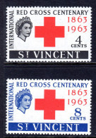 SAINT VINCENT - 1963 RED CROSS ANNIVERSARY SET (2V) FINE LIGHTLY MOUNTED MINT MM * SG 205-206 - St.Vincent (...-1979)