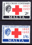 MALTA - 1963 RED CROSS ANNIVERSARY SET (2V) FINE MNH ** SG 312-313 - Malte