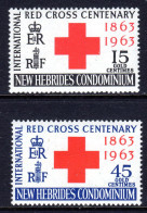 NEW HEBRIDES - 1963 RED CROSS ANNIVERSARY SET (2V) FINE LIGHTLY MOUNTED MINT MM * SG 96-97 - Unused Stamps