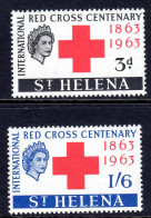 SAINT HELENA - 1963 RED CROSS ANNIVERSARY SET (2V) FINE LIGHTLY MOUNTED MINT MM * SG 191-192 - Sint-Helena