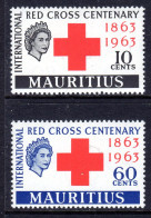 MAURITIUS - 1963 RED CROSS ANNIVERSARY SET (2V) FINE MNH ** SG 312-313 - Mauricio (...-1967)