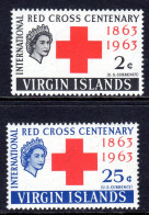 VIRGIN ISLANDS - 1963 RED CROSS ANNIVERSARY SET (2V) FINE MNH ** SG 175-176 - Iles Vièrges Britanniques