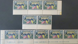 OH) 1938 ECUADOR, PUNCH, PORTRAIT WASHINGTON, AMERICAN EAGLE AND FLAGS,  GRIPPER  WITH CONTROL NUMBER, MNH - Equateur