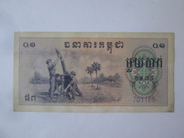 Rare! Cambodia 0.1 Riel 1975 Banknote Khmer Rouge Regime Pol Pot See Pictures - Cambogia